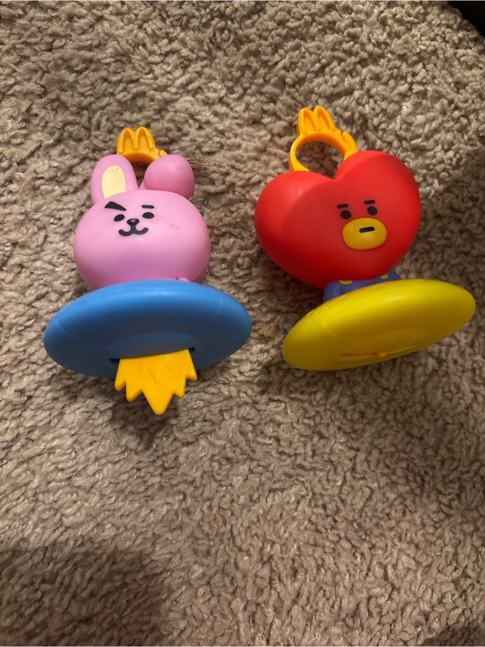 Pink Bunny & Red Heart Baby Rattle Pair - Bright Sensory Toys